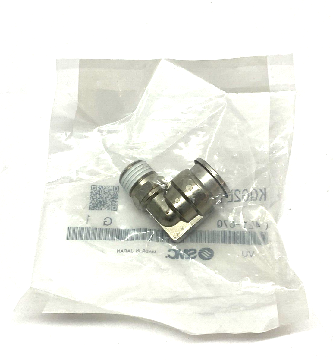 SMC KQG2L13-N02S Elbow Fitting 90-Degree 1/4" NPT Male to 1/2" Tube OD - Maverick Industrial Sales