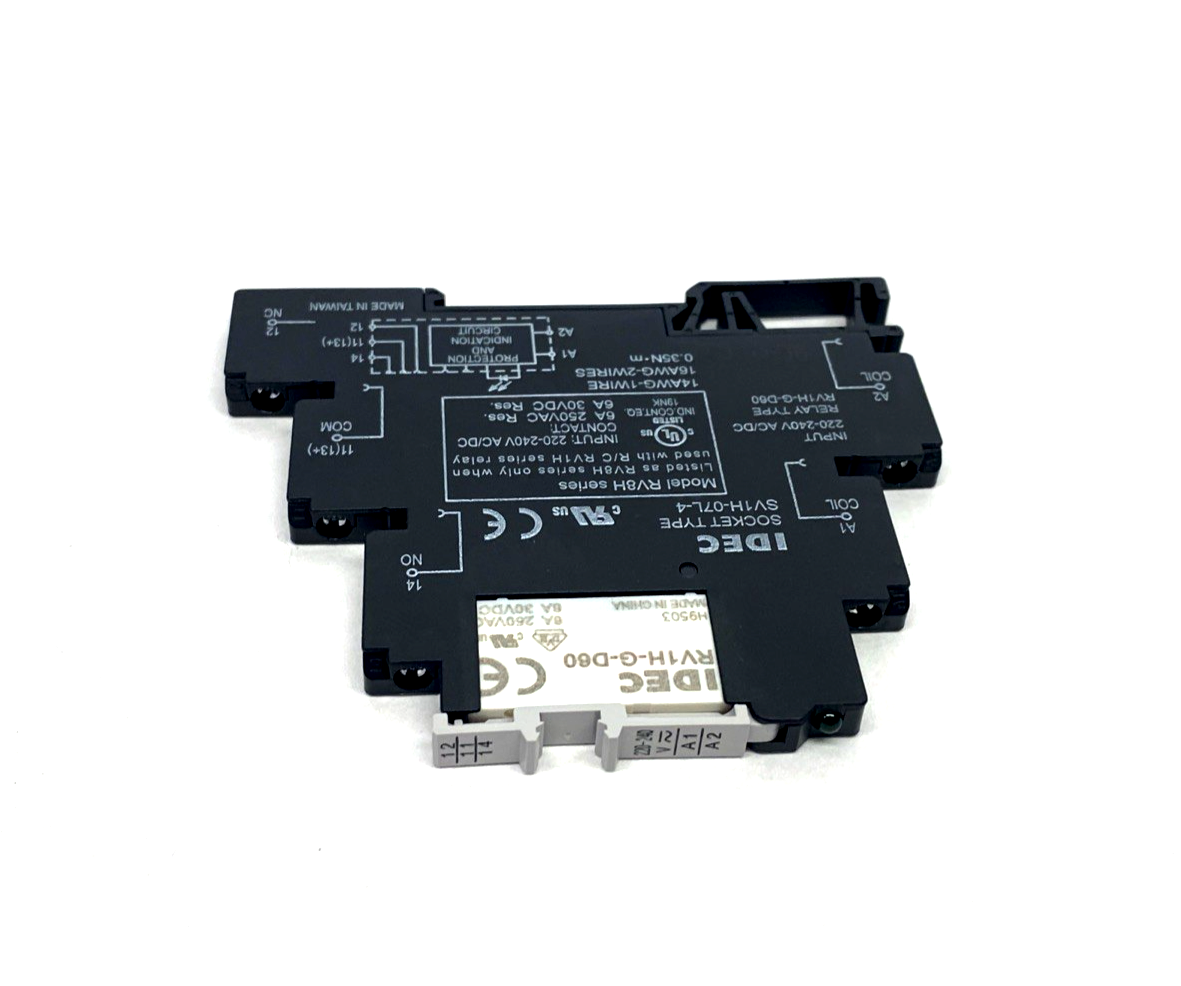 RV1H-G-D60 | IDEC Relay Interface, 6A 250VAC 30VDC SV1H-07L-4 Socket/Base - New – Open box - Maverick Industrial Sales