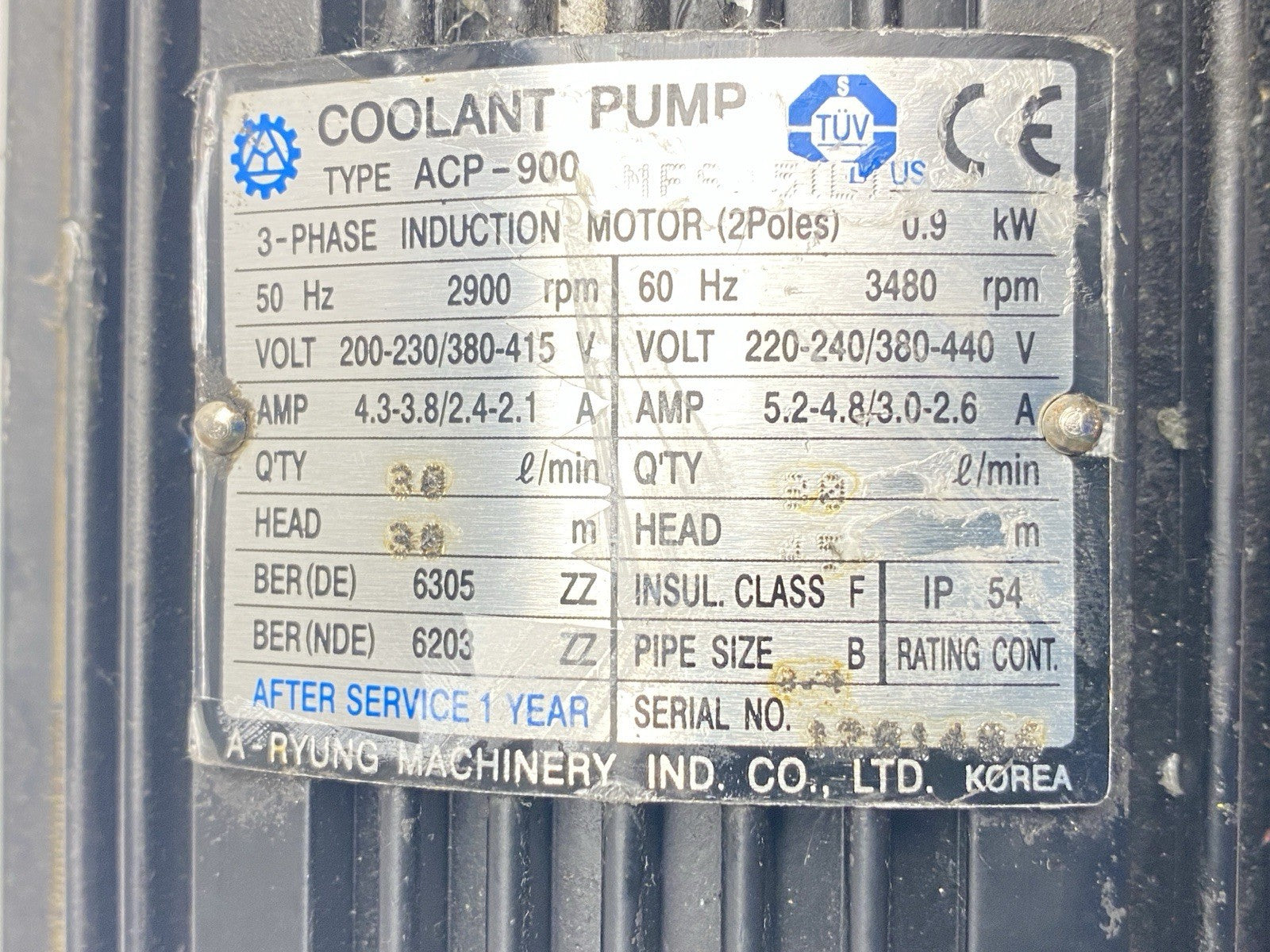 ARYUNG Pumps ACP-900-HMFS45(L) 3-Phase Coolant Pump 0.9kW ACP 900 - Maverick Industrial Sales