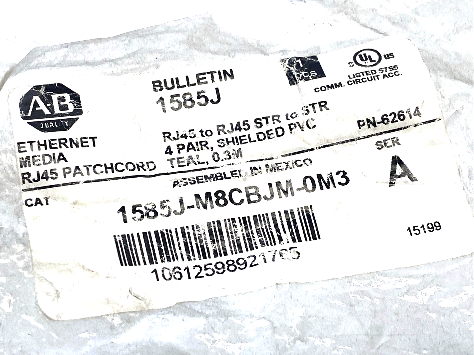 Allen Bradley 1585J-M8CBJM-0M3 Ser. A RJ45 Ethernet Media Cordset 0.3m - Maverick Industrial Sales