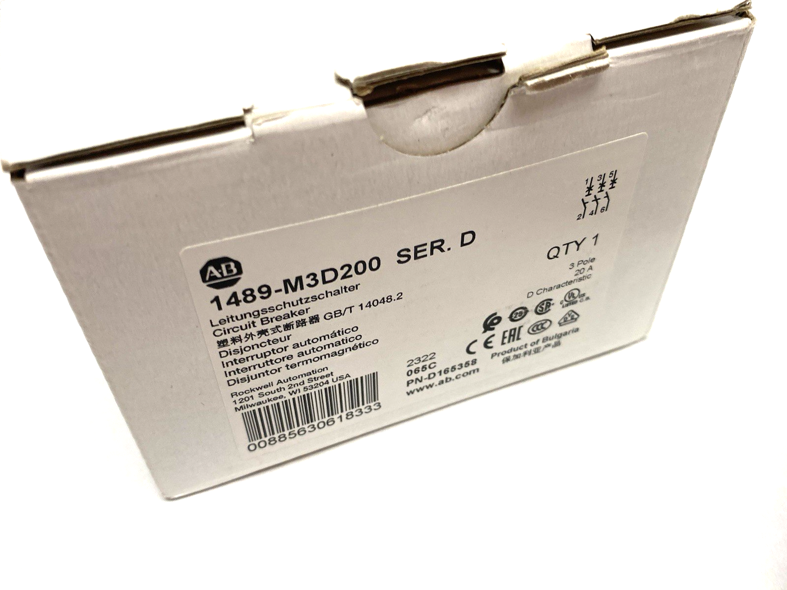 1489-M3D200 | Allen Bradley Ser. D Circuit Breaker 3-Pole 20A - New Other - Maverick Industrial Sales