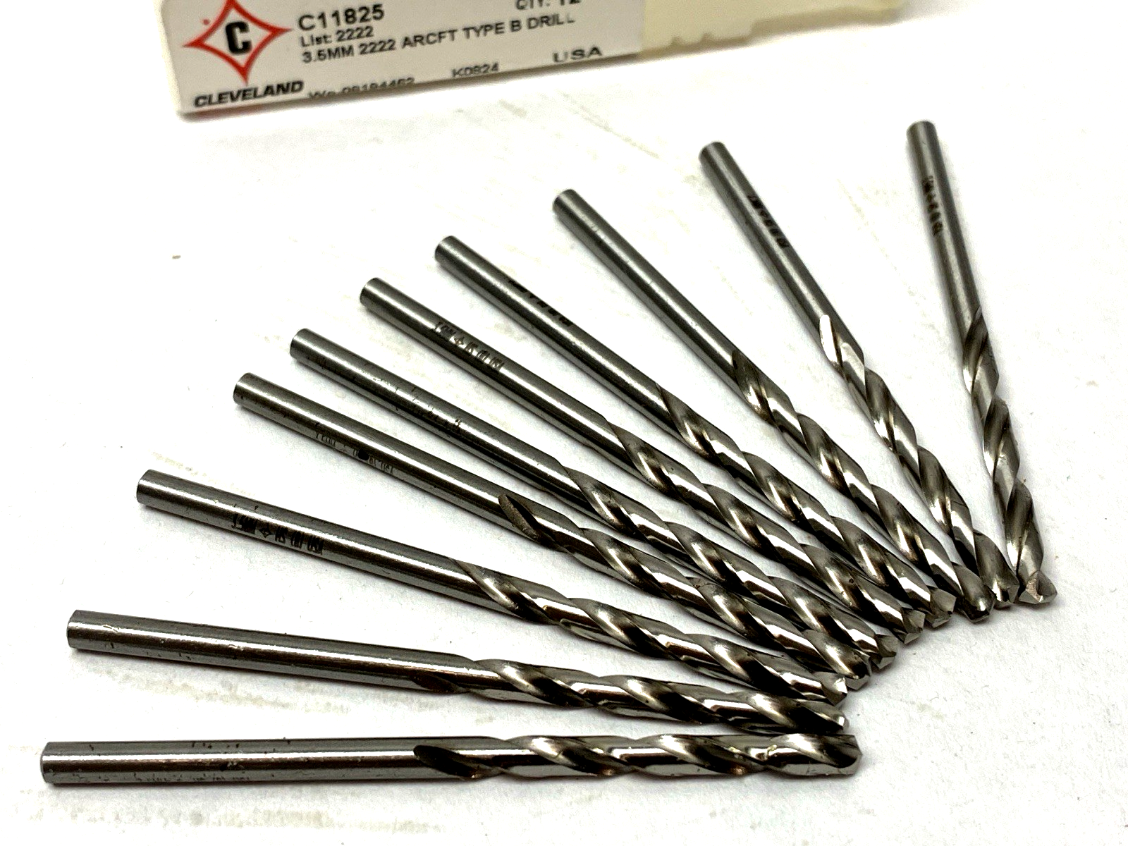Cleveland Twist Drill C11825 3.5MM 2222 Aircraft Type B Drill LOT OF 10 - Maverick Industrial Sales
