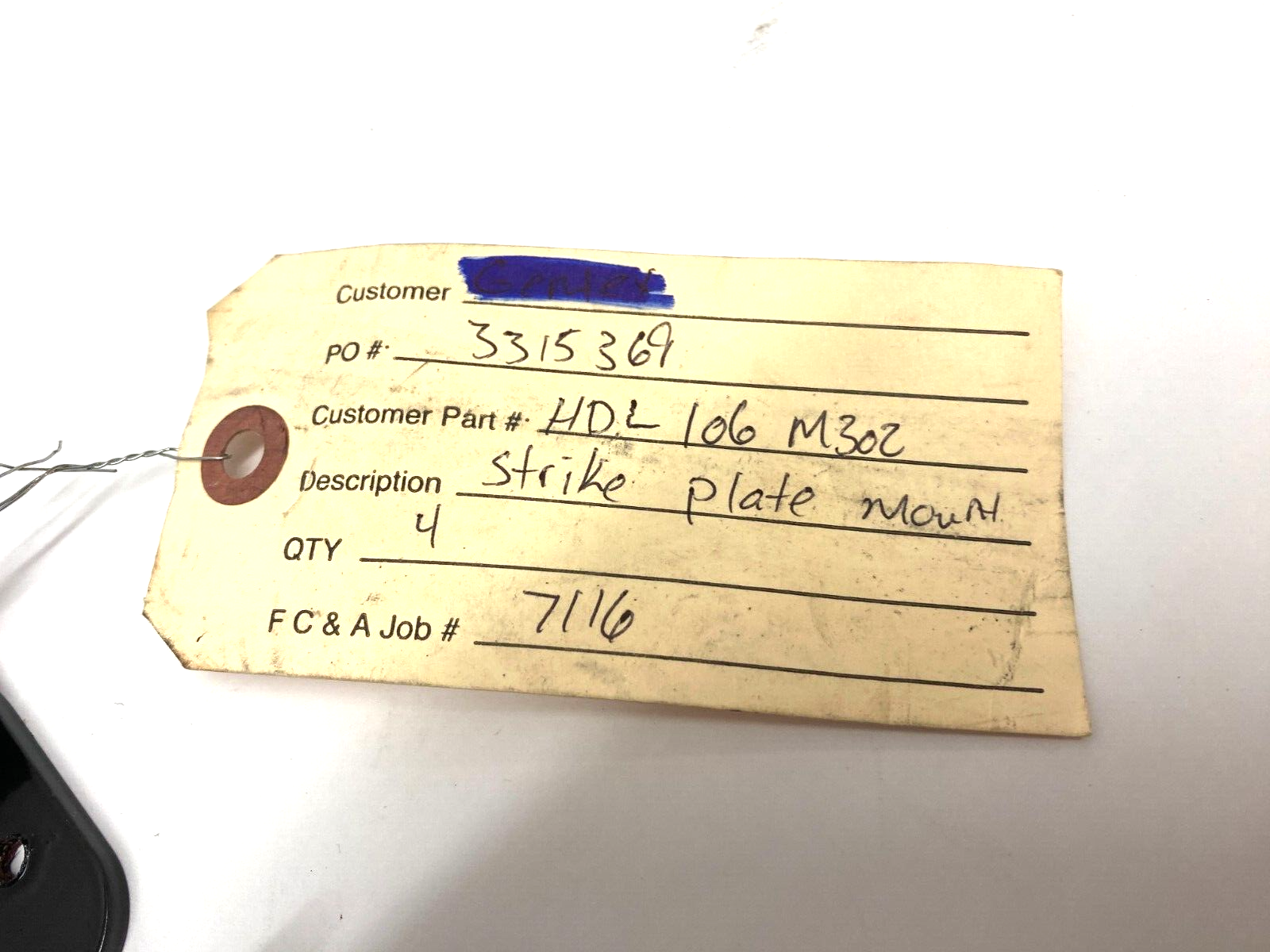 FC&A HDL106 M302 Machine Build Strike Plate Mount For Bender 21~24 LOT OF 4 - Maverick Industrial Sales