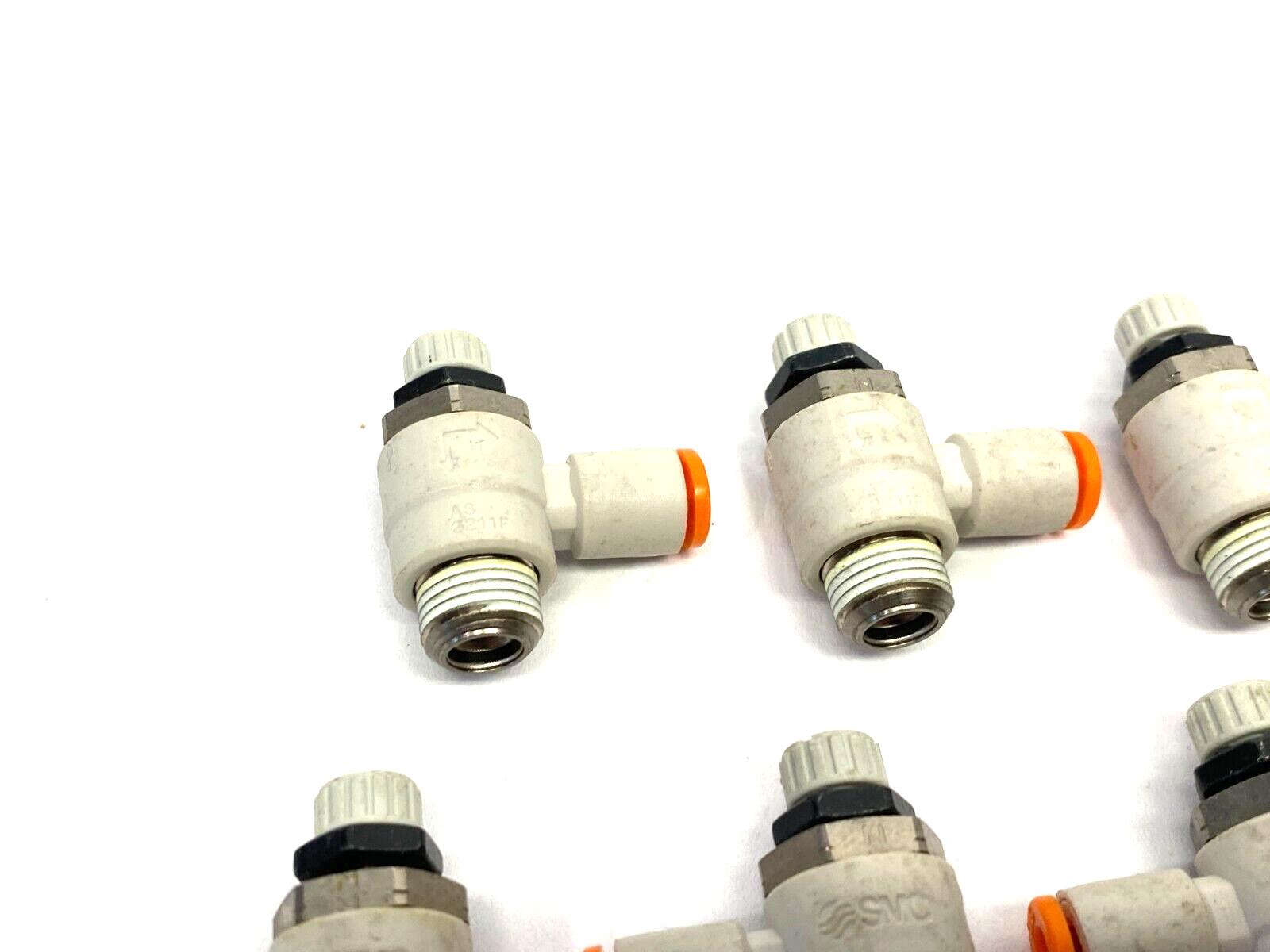 SMC AS2211F-01-03 Pneumatic Flow Control Elbow Fitting 5/32" OD Tube LOT OF 8 - Maverick Industrial Sales
