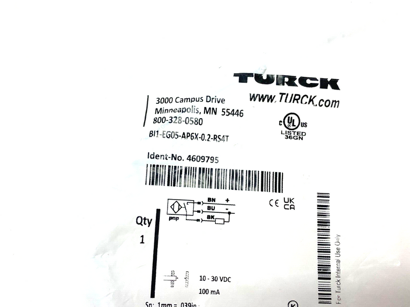 Turck BI1-EG05-AP6X-0.2-RS4T Inductive Proximity Sensor, 4609795 - Maverick Industrial Sales