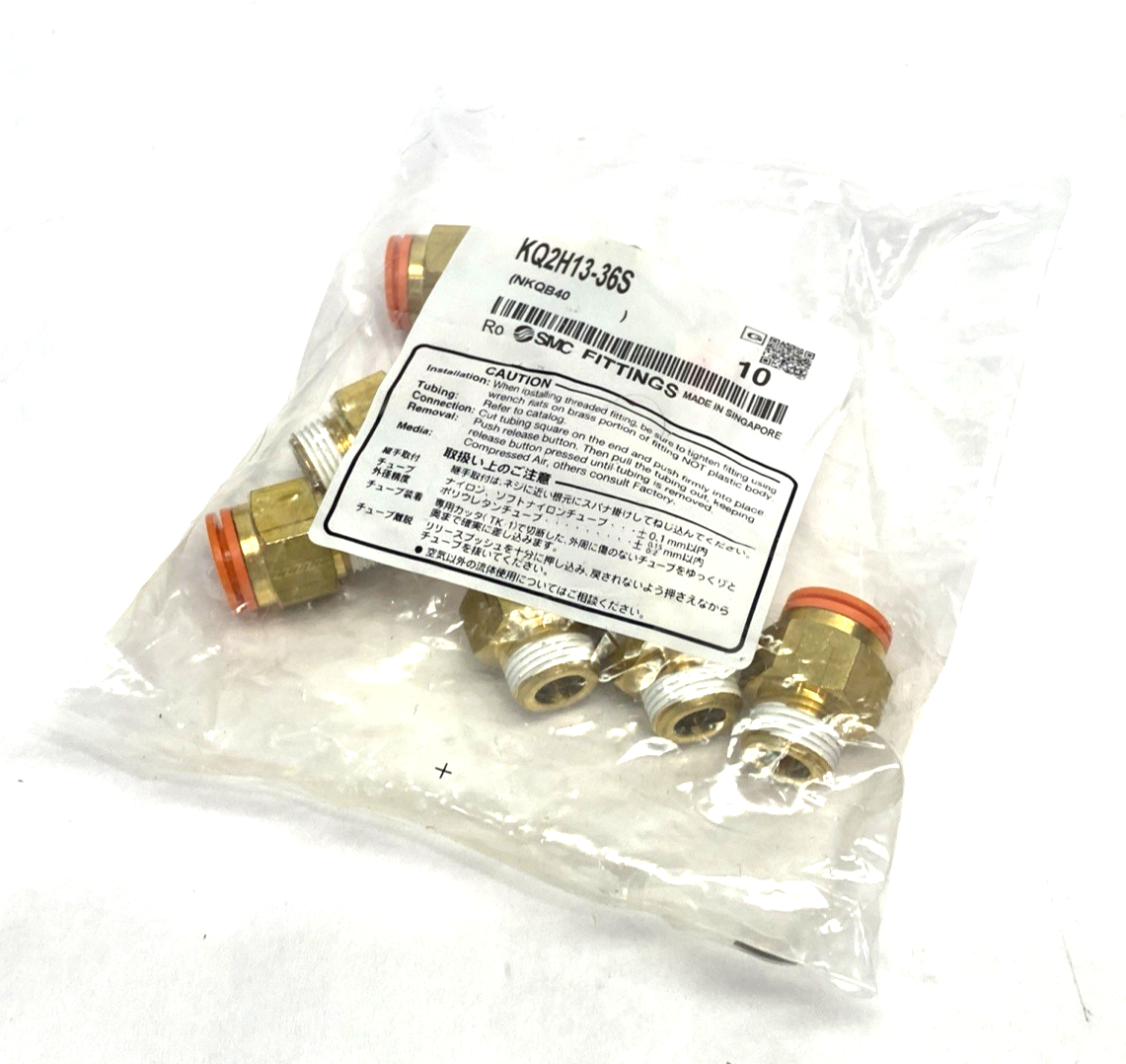 KQ2H13-36S | SMC One-Touch Pneumatic Male Connector Fitting, 1/2" Tube OD, 10-PACK - New - Maverick Industrial Sales
