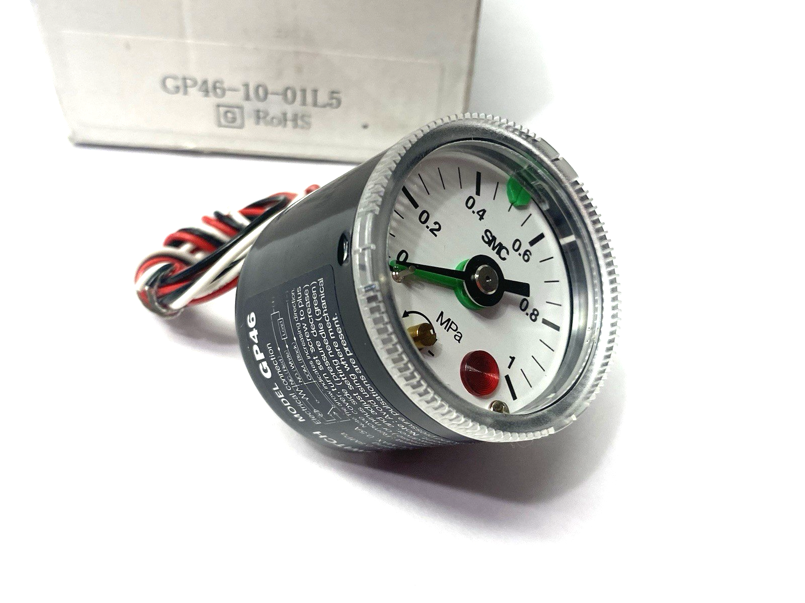 GP46-10-01L5 | SMC Pressure Gauge w/ Light Emitting Diode, AR REGULATOR - New – Open box - Maverick Industrial Sales
