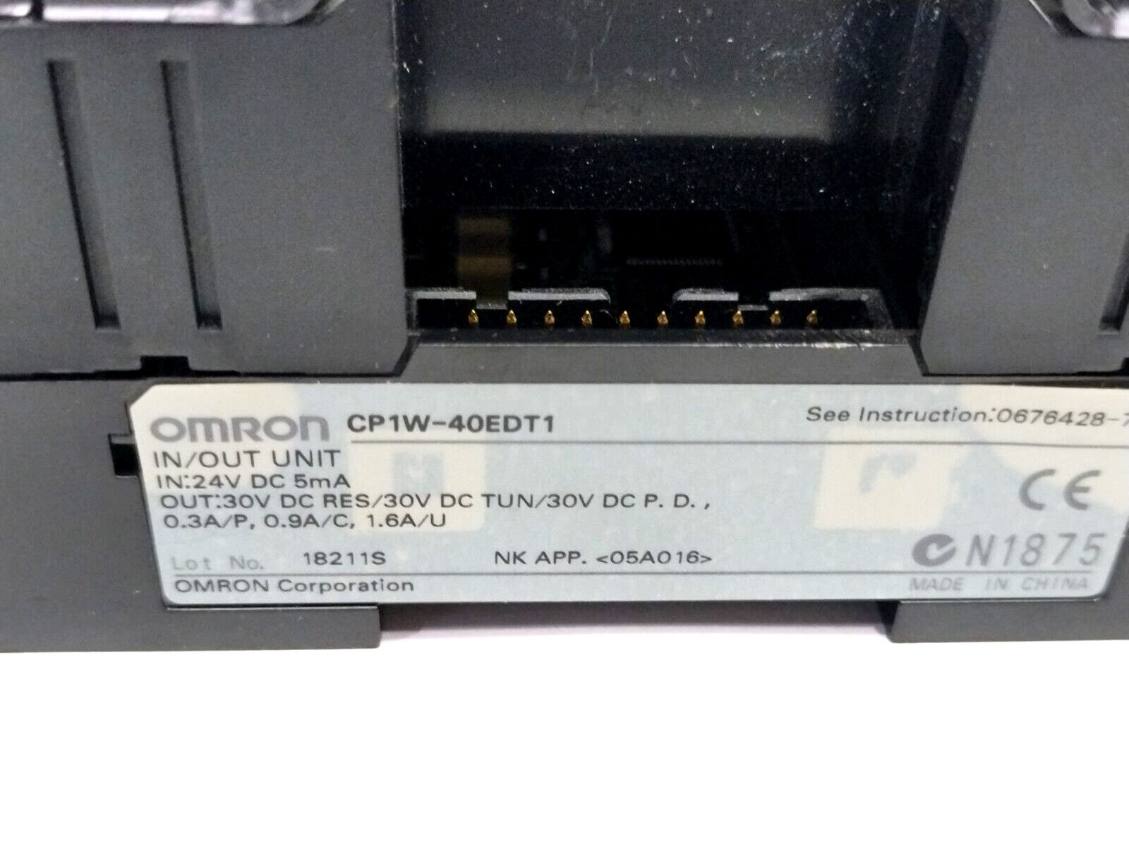 CP1W-40EDT1 | Omron I/O Expansion Unit, 24 x 24VDC Inputs, 16 x PNP Outputs 0.3A - Used - Maverick Industrial Sales