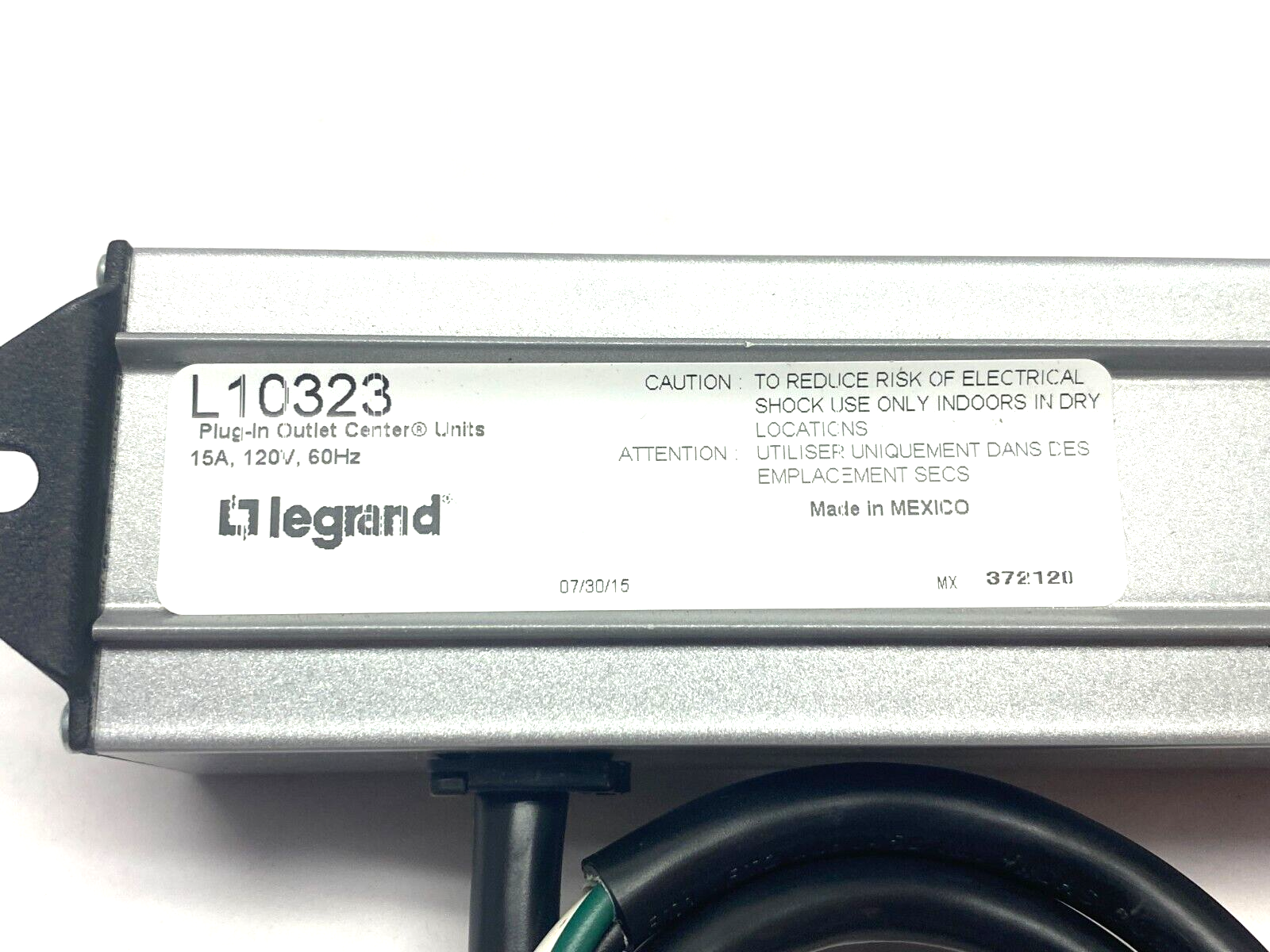Legrand Wiremold L10323 6-Outlet Plug-In Center Outlet Breaker Power Strip Unit - Maverick Industrial Sales