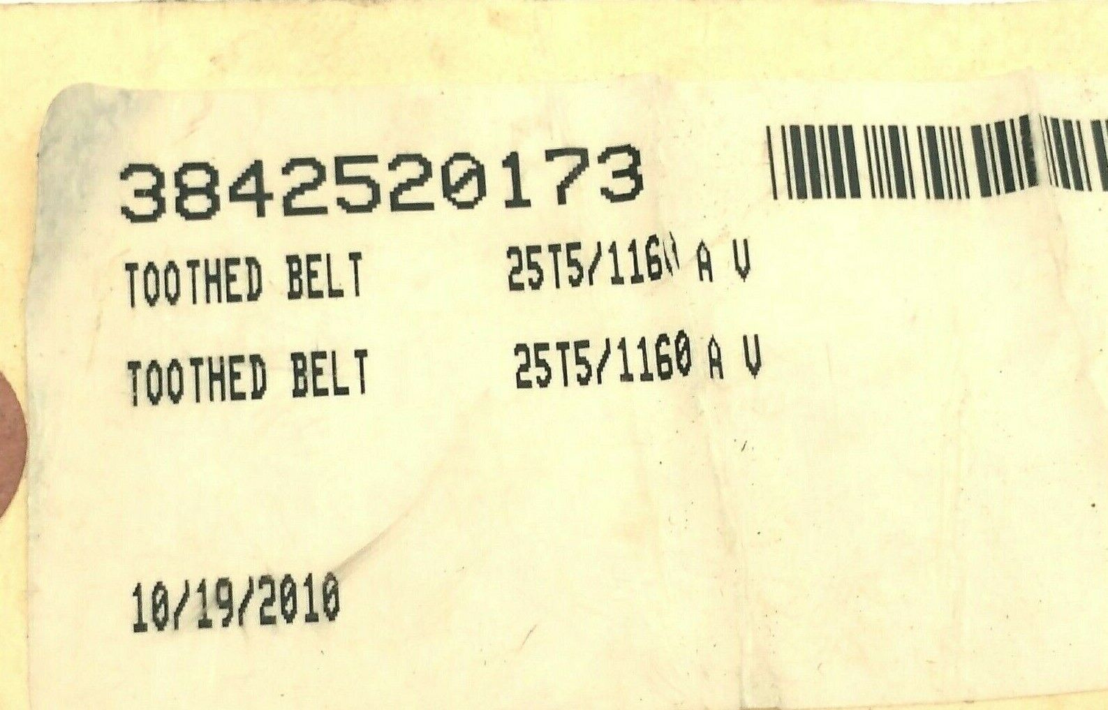 Bosch Rexroth 3842520173 Toothed Belt 25T5/1160 A V - Maverick Industrial Sales