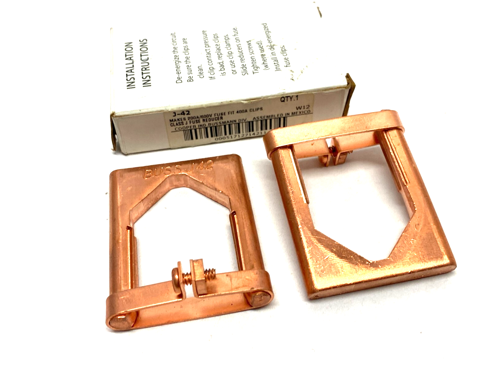 Cooper Bussmann J-42 Fuse Reducer Clip Makes 200A 600V Fit 400A BOX OF 2 - Maverick Industrial Sales