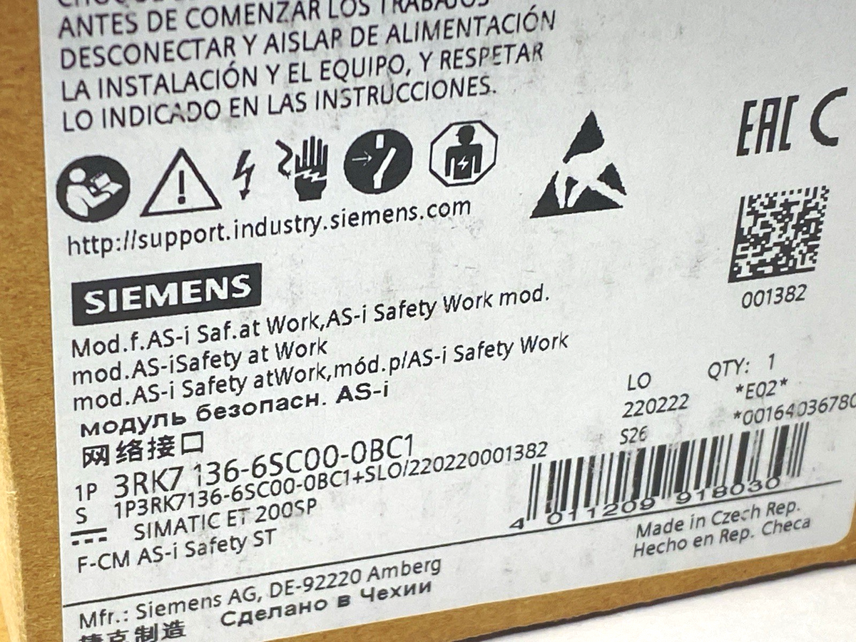 Siemens 3RK7136-6SC00-0BC1 SIMATIC ET 200SP Safety Communication Module - Maverick Industrial Sales