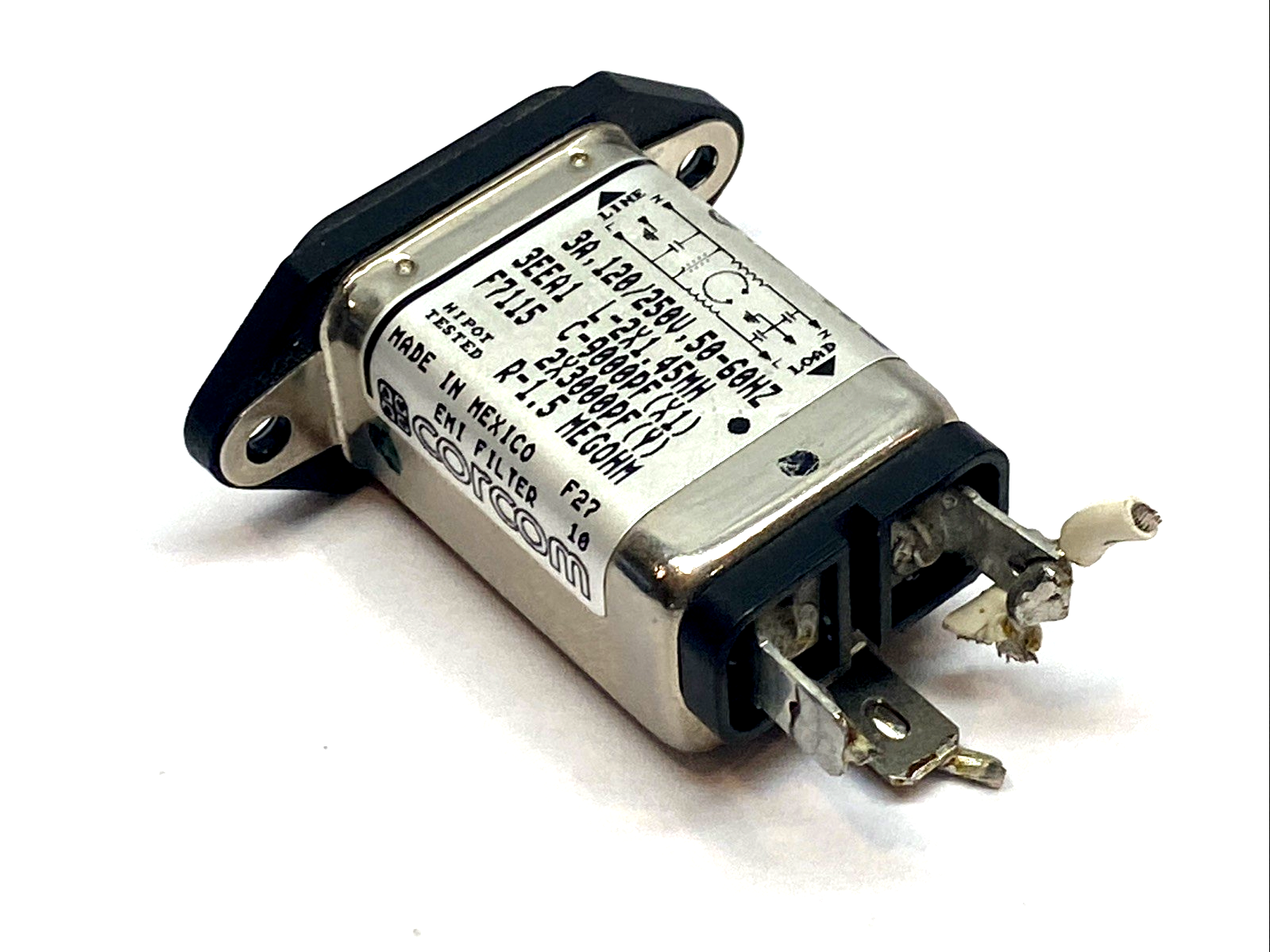 3EEA1 | Corcom IEC C14 Inlet EMI Filter Flange Mount 3A 250V - Used - Maverick Industrial Sales