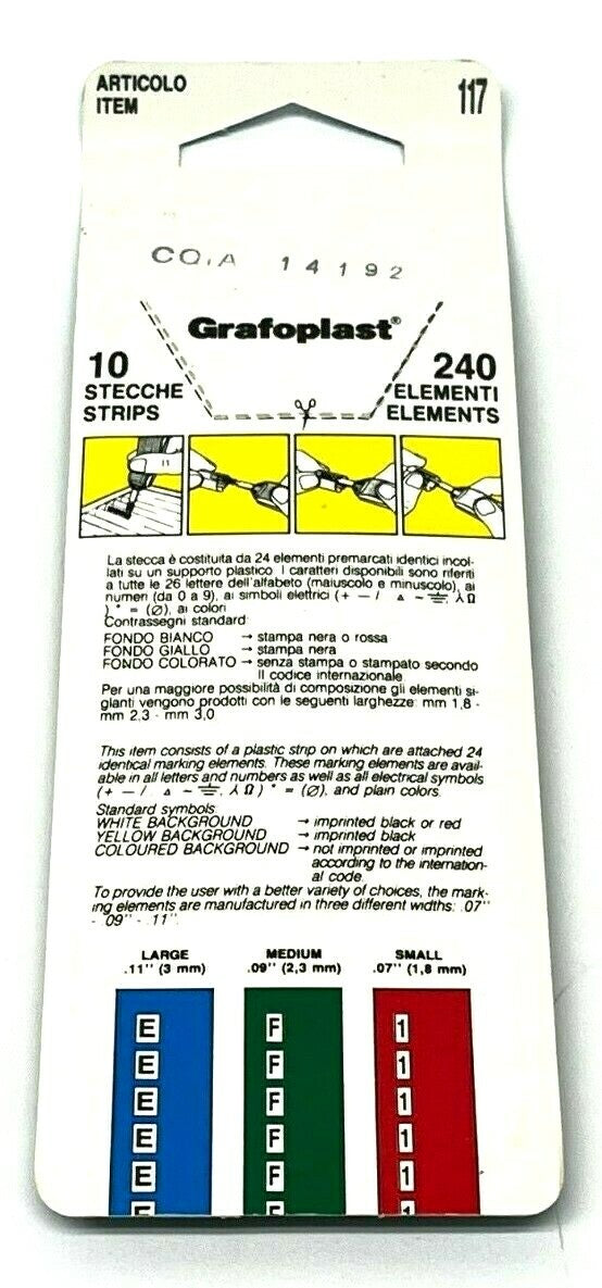 Grafoplast 117P81BY Trasp System Wire Markers - Black on Yellow 10 Strips - Maverick Industrial Sales