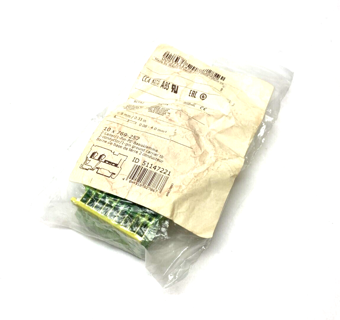 Wago 769-257 CAGE-CLAMP Ground Carrier Terminal Block 4mm 2-Cond/1-Pin PKG OF 10 - Maverick Industrial Sales