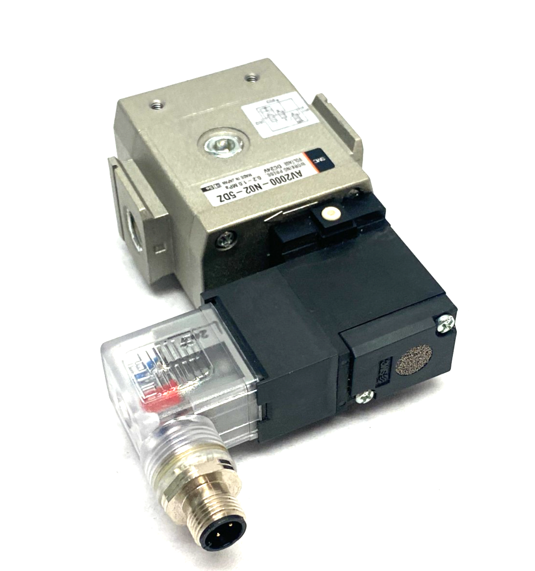 AV2000-N02-5DZ | SMC Soft Start-Up Valve, Body Ported, M12 4-Pin DIN Plug - Used - Maverick Industrial Sales