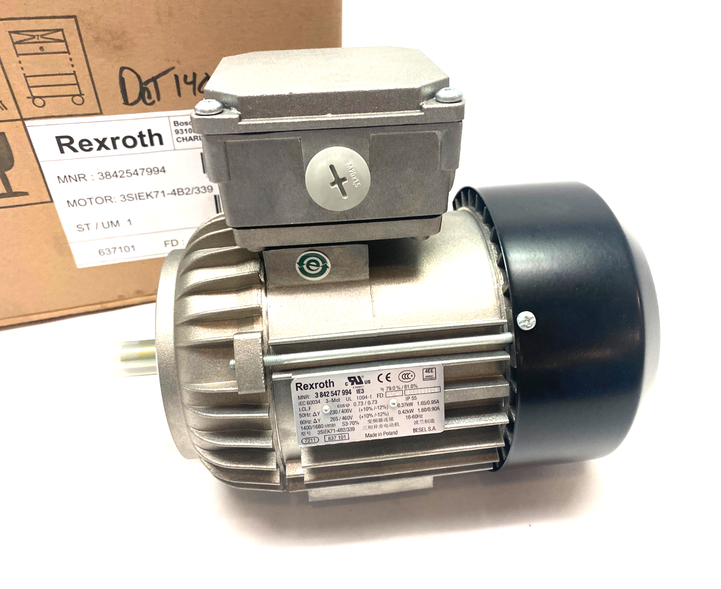 Bosch Rexroth 3842547994 Electric Motor 3-Phase 0.42kW 3SIEK71-4B2/339 - Maverick Industrial Sales