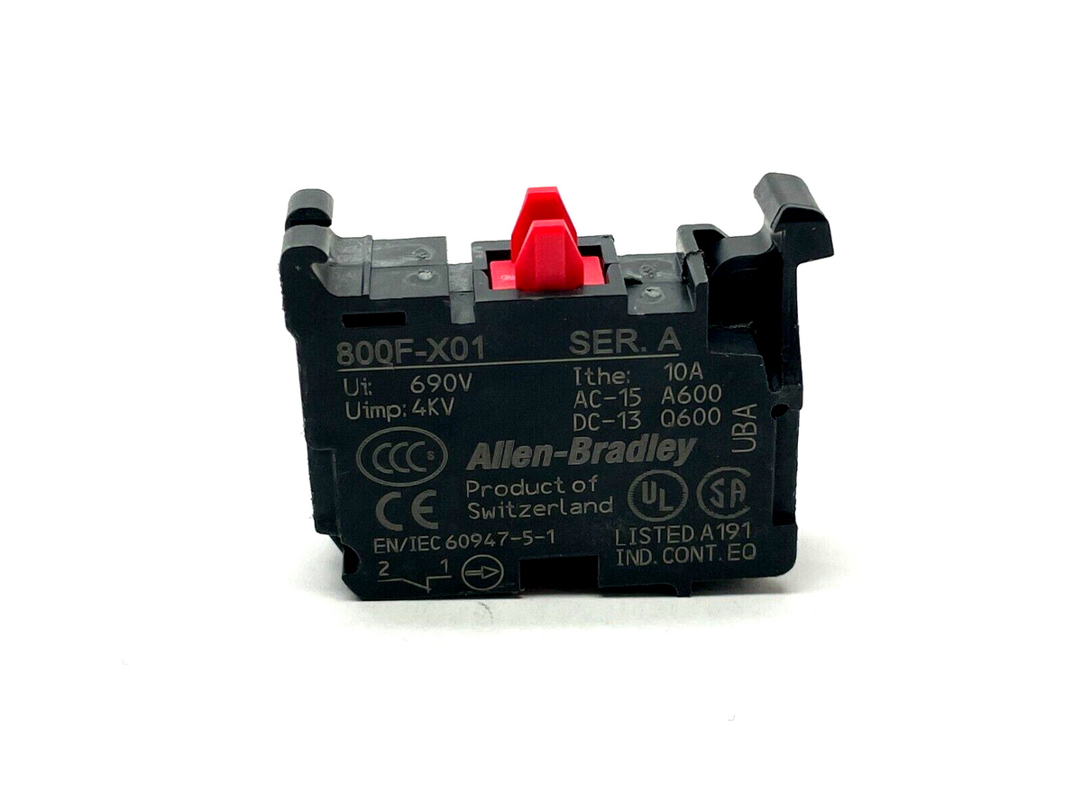 800F-X01 | Allen Bradley Ser A Contact Block 22.5mm Plastic 1 NO LOT OF 2 - Used - Maverick Industrial Sales