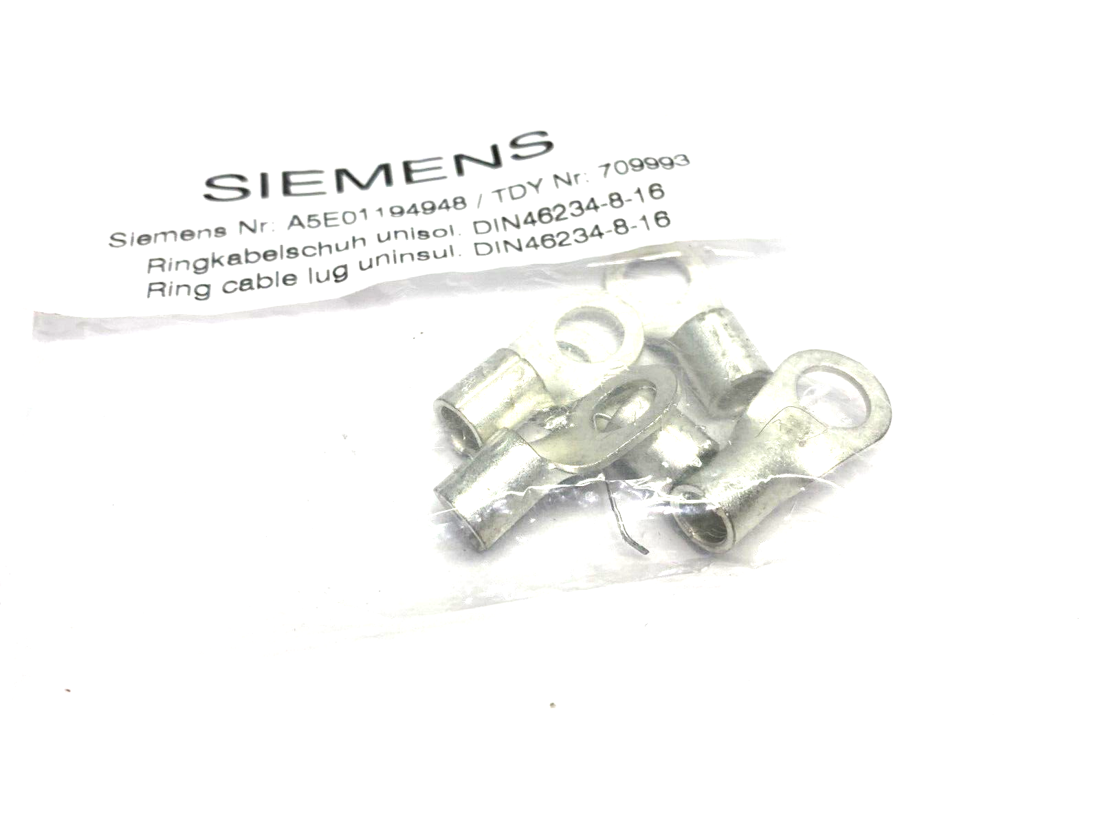 Siemens A5E01194948 Ring Cable Lug DIN46234-8-16 PKG OF 5 - Maverick Industrial Sales