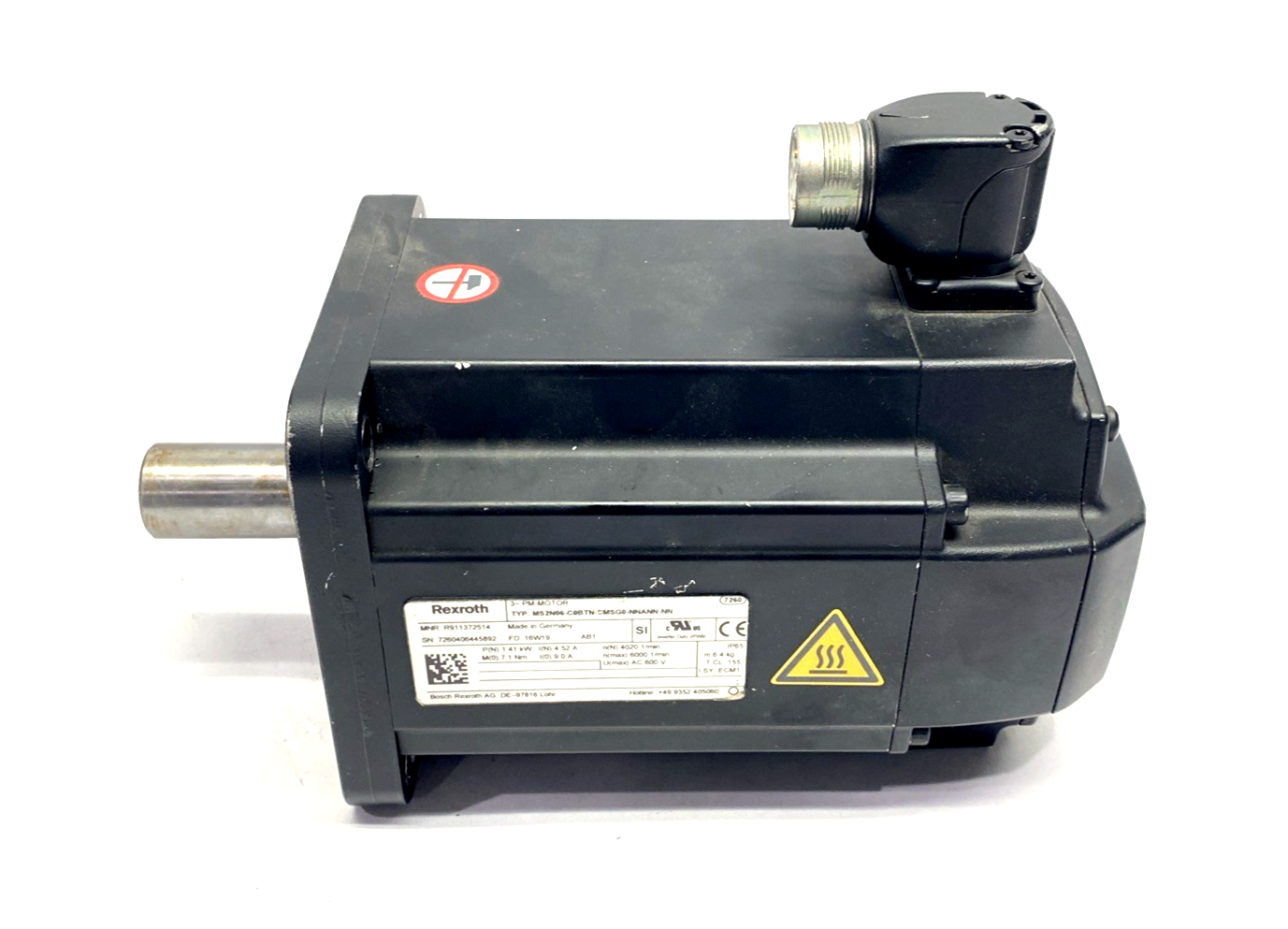 R911372514 | Bosch Rexroth Servomotor 3-PM-Motor MS2N06-C0BTN-CMSG0-NNANN-NN - Used - Maverick Industrial Sales