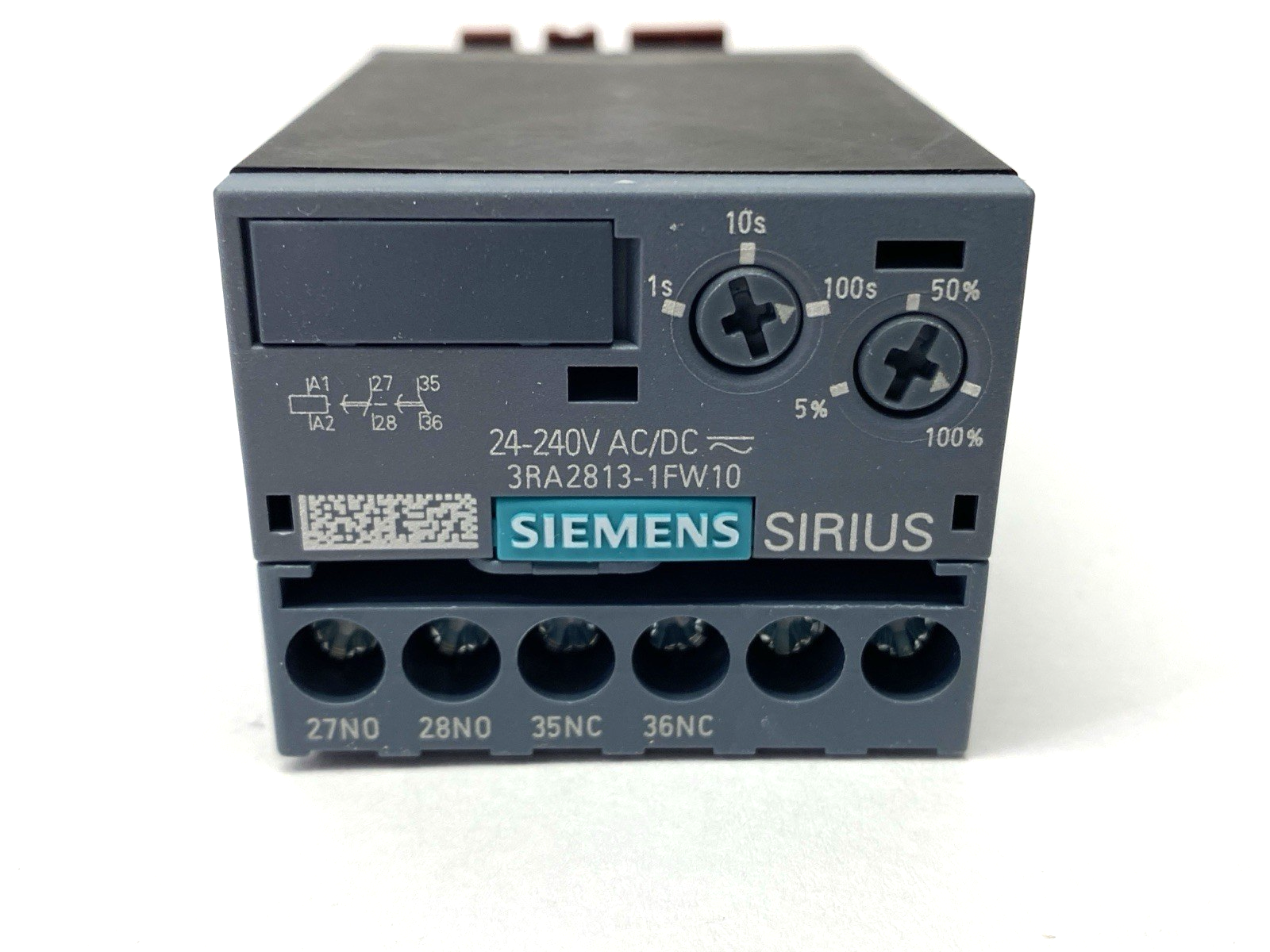 Siemens 3RA2813-1FW10 Solid State Time-Delayed Auxiliary Switch 24-240V AC/DC - Maverick Industrial Sales