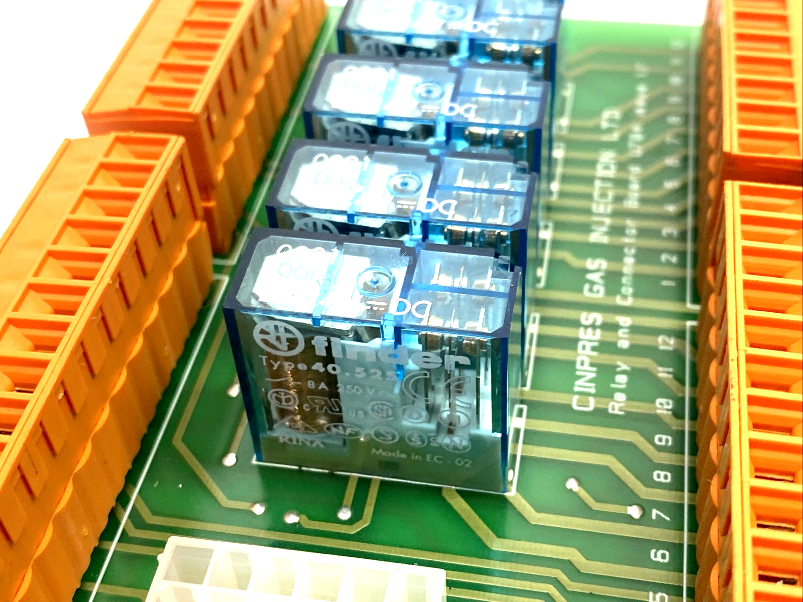 U704 | Cinpres Gas Injection Relay & Connector Board PCB, Issue 1.1, Finder Relays - Used - Maverick Industrial Sales