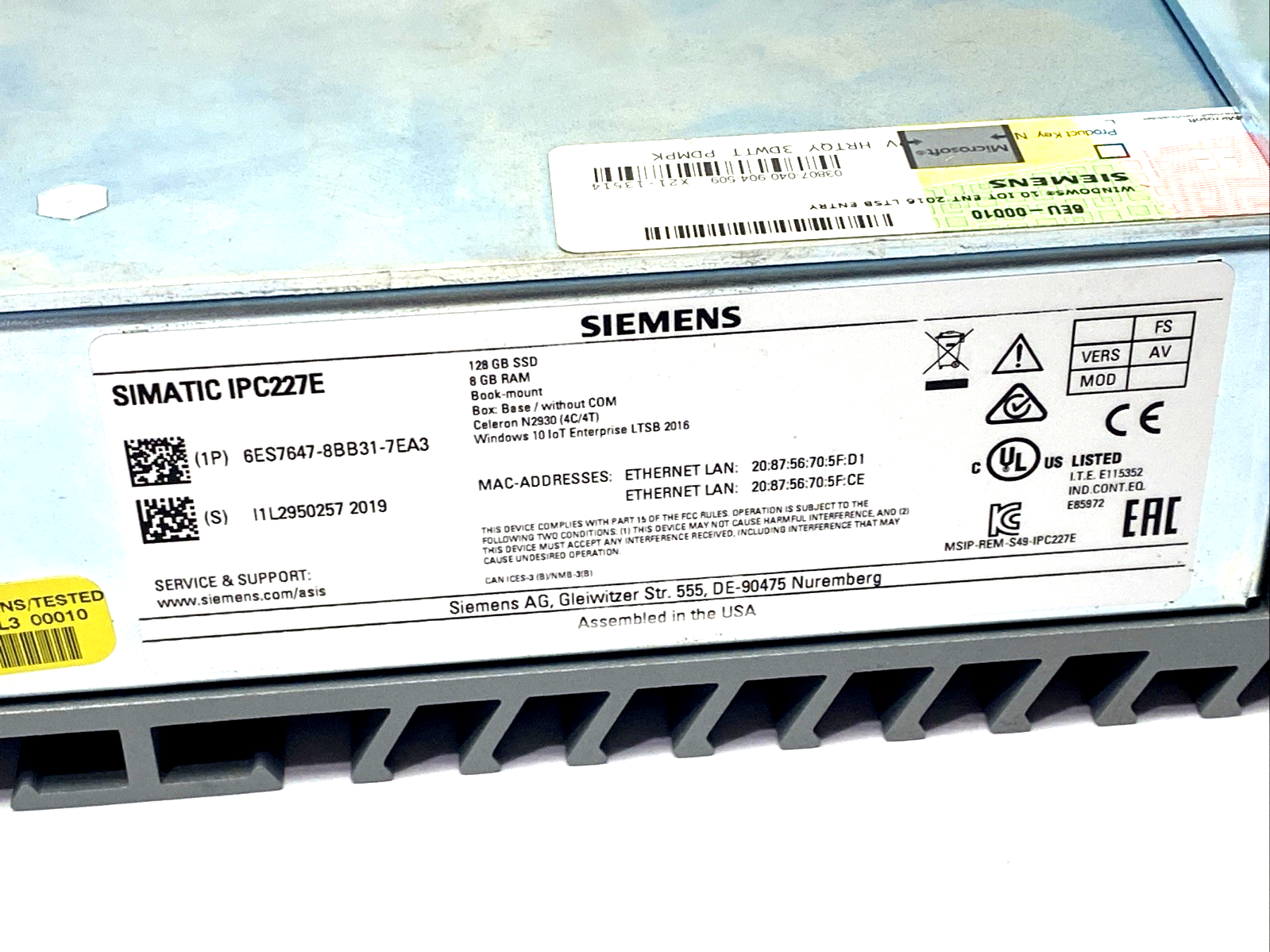 6ES7647-8BB31-7EA3 | Siemens SIMATIC IPC227E Nanobox PC Celeron N2930 4C/4T - Used - Maverick Industrial Sales