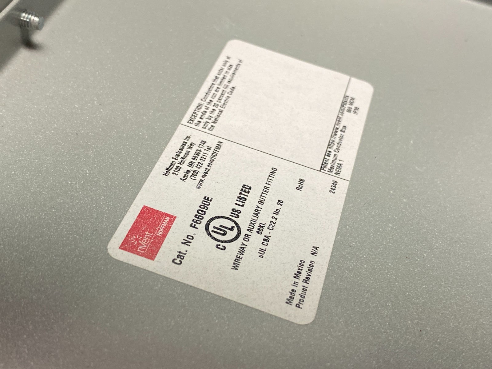 F66G90E | Hoffman nVent 90-Degree Elbow Wireway Fitting 6" x 6" PAINTED WHITE - New – Open box - Maverick Industrial Sales