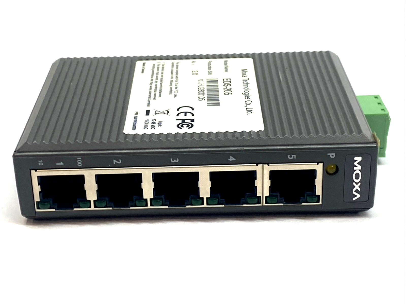 EDS-205 | Moxa Industrial 5‑Port 10/100 Ethernet Unmanaged Switch DIN‑Rail 12–48VD - Used - Maverick Industrial Sales