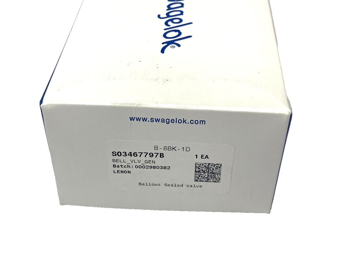 Swagelok B-8BK-1D Brass Body Bellows-Sealed Actuator Valve 1-Series S03467797B - Maverick Industrial Sales