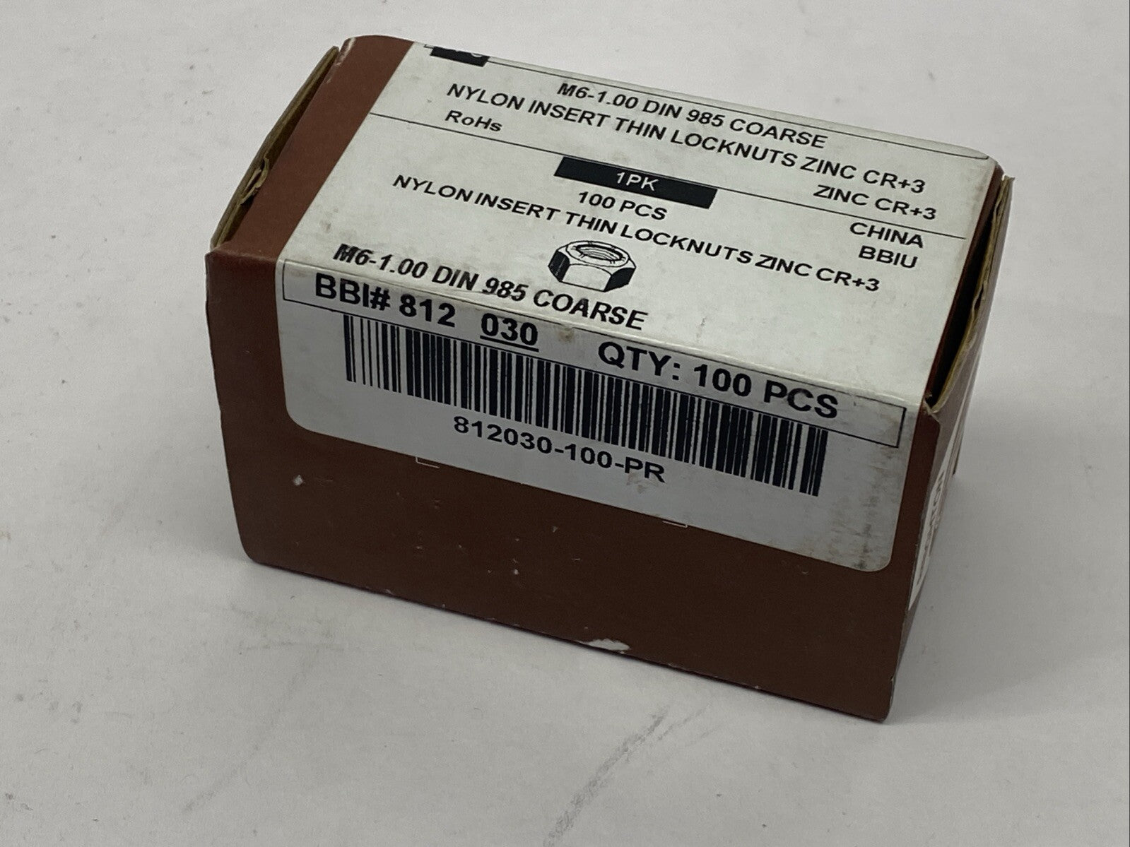 90576A115 Steel Nylon-Insert Locknut Zinc Plated M6 x 1 mm Thread PKG OF 100 - Maverick Industrial Sales