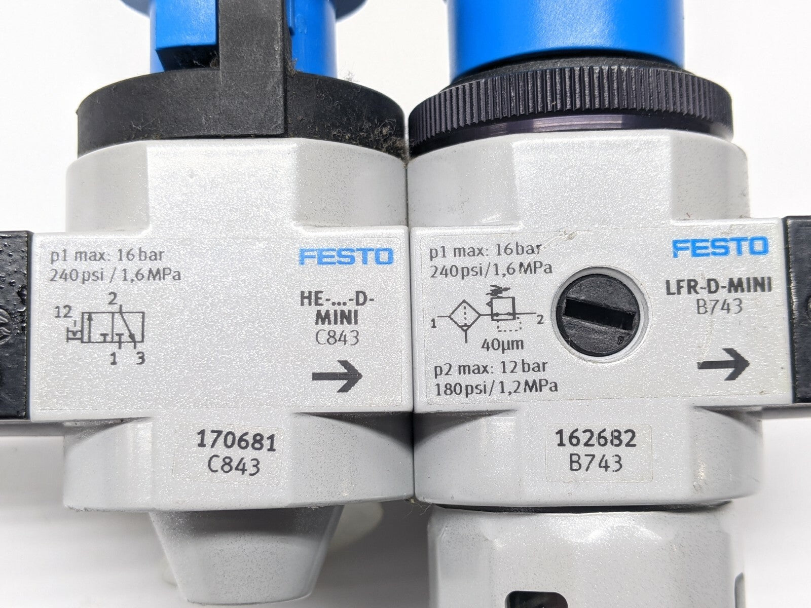 Festo 162682 Filter Regulator 170681 Shut Off Valve - Maverick Industrial Sales