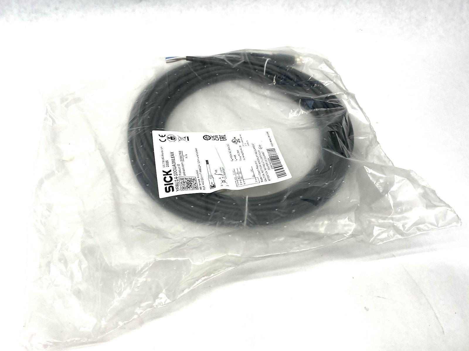 Sick YF8U14-100UA3XLEAX Sensor/Actuator Connection Cable M8 4-Pin 2094793 - Maverick Industrial Sales