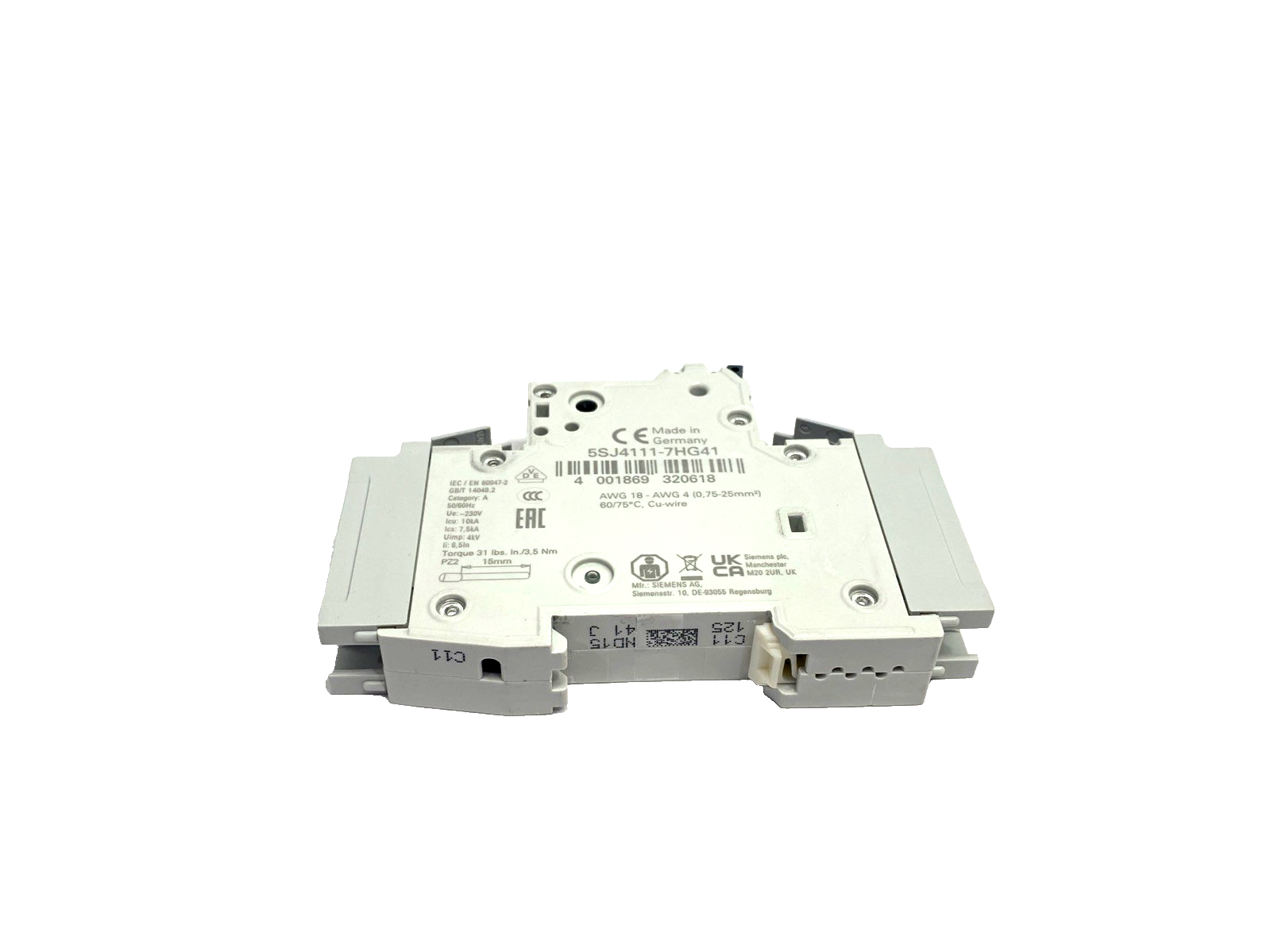 Siemens 5SJ4111-7HG41 Miniature Circuit Breaker 240V 14kA, 1-Pole, C-Trip, 5A - Maverick Industrial Sales