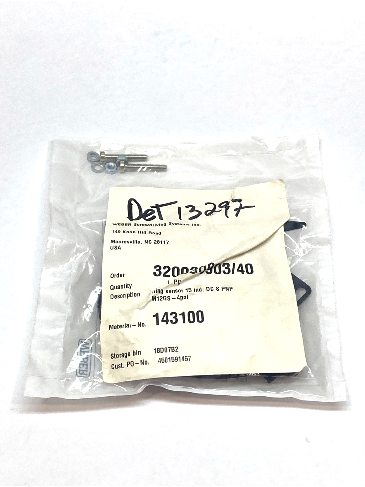 Weber WN 143100 Inductive Ring Sensor 15mm Dia. 10-35VDC - Maverick Industrial Sales