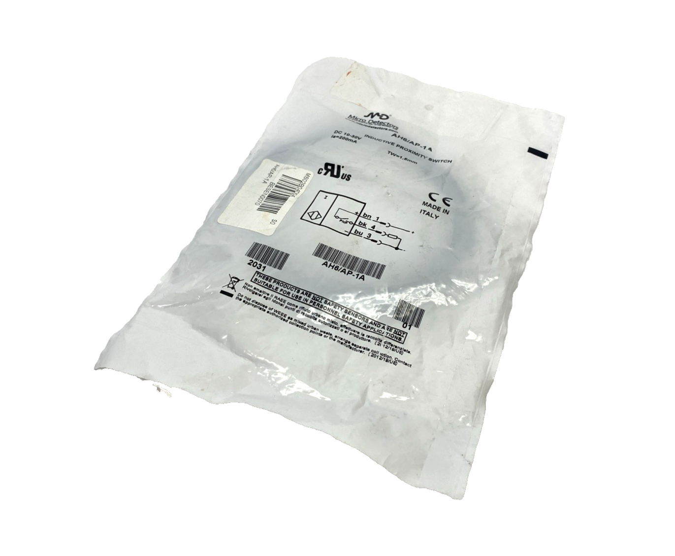 Micro Detectors AH6/AP-1A Inductive Proximity Switch 6.5mm Dia. 2m Cable - Maverick Industrial Sales