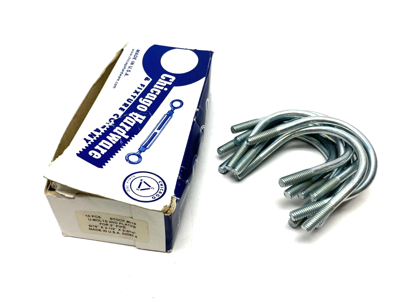 Chicago Hardware 50065 4 U-Bolts for 2" Pipe BOX OF 10 NO NUTS - Maverick Industrial Sales