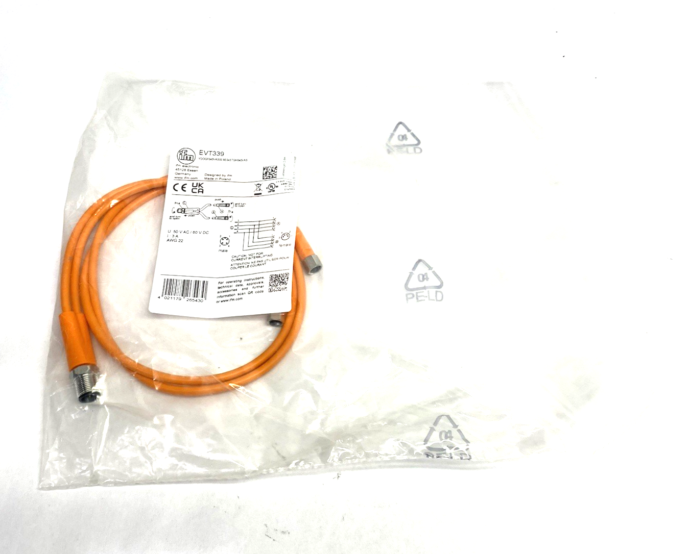 EVT339 | Ifm A-Coded Y-Connection Cable YDOGF040VAS00,6E04STGH040VAS - New - Maverick Industrial Sales