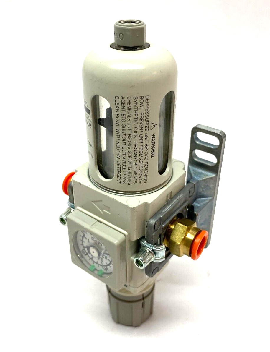 SMC AW20K-N02-1CZ-B Modular Filter Regulator 3~30psi Set Press w/ Dual Spacers - Maverick Industrial Sales