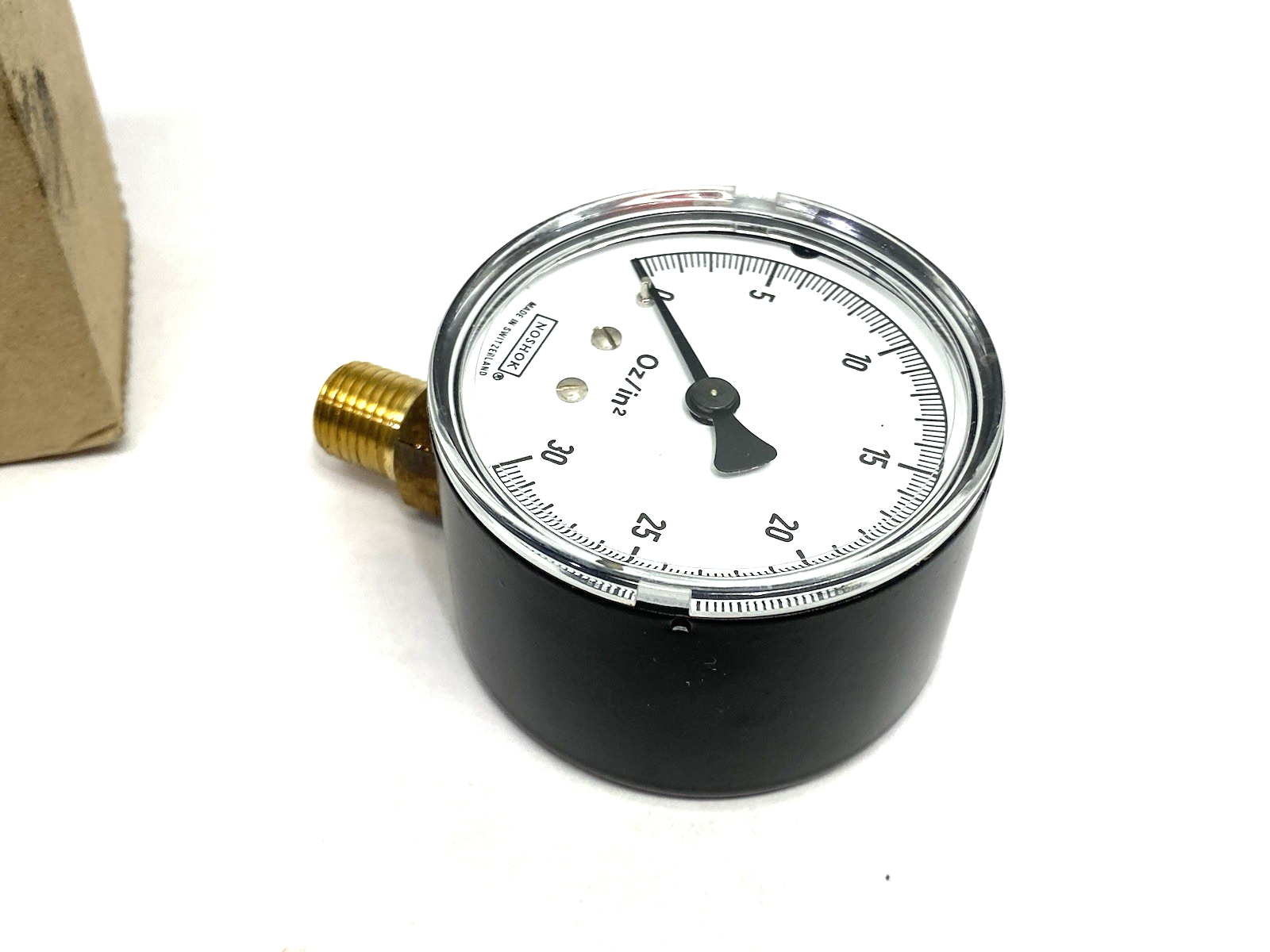 25-200-30 | NoShok Pressure Gauge, Male 1/4" NPT Bottom Conn. Black Steel Case - New – Open box - Maverick Industrial Sales