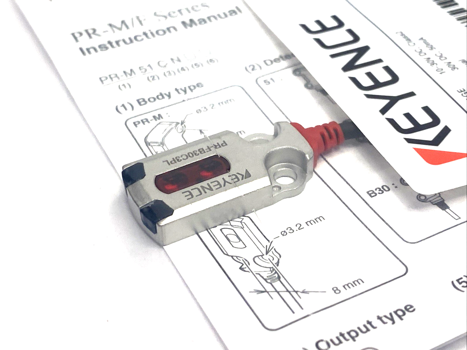 Keyence PR-FB30C3PL Flat Reflective Miniature Photoelectric Sensor M8, 30mm - Maverick Industrial Sales