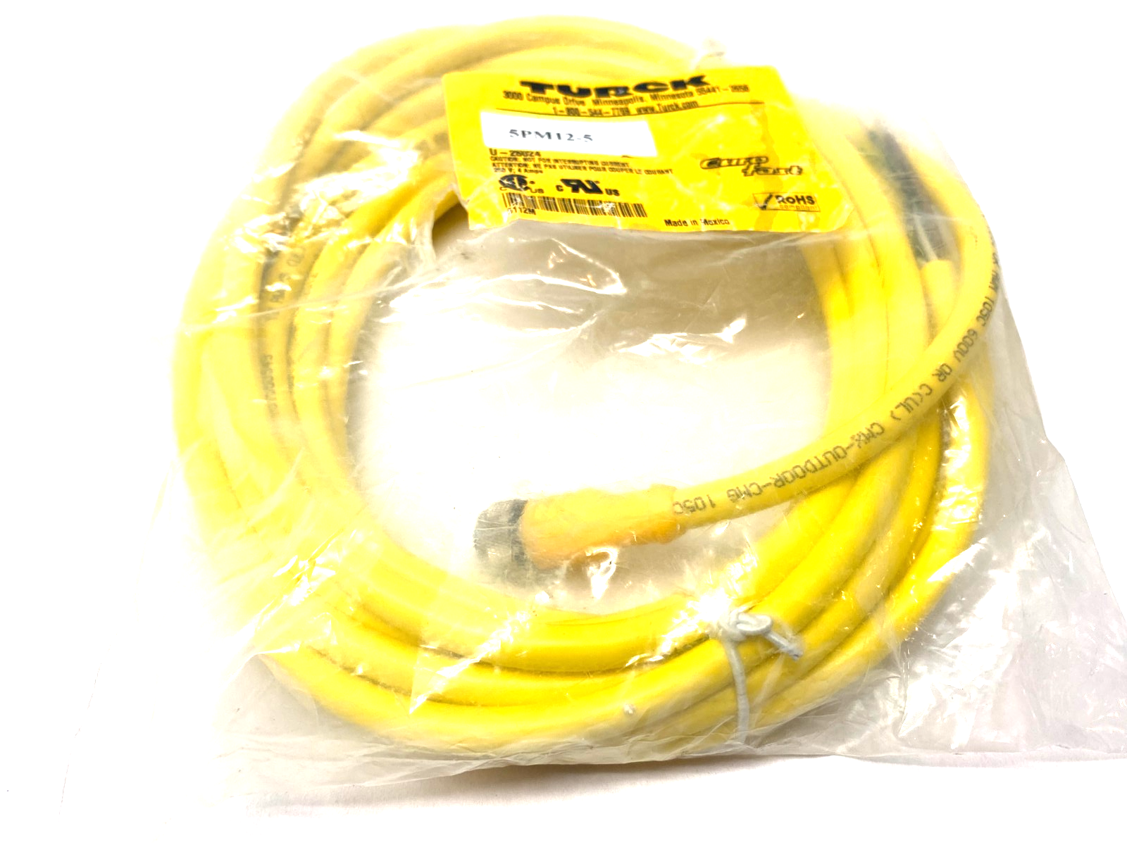 Turck RKC 4.5T-5/CS10288 Eurofast Single Ended Cordset 5-Pin M12, U-26024 - Maverick Industrial Sales