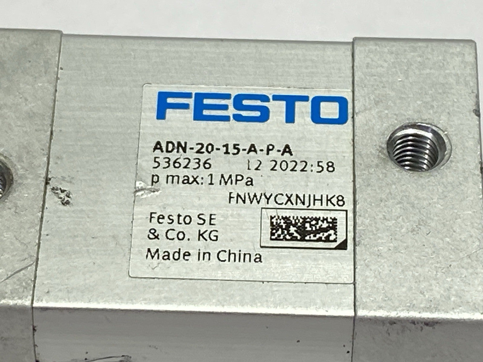 Festo ADN-20-15-A-P-A Compact Pneumatic Cylinder 20mm Bore 15mm Stroke 536236 - Maverick Industrial Sales