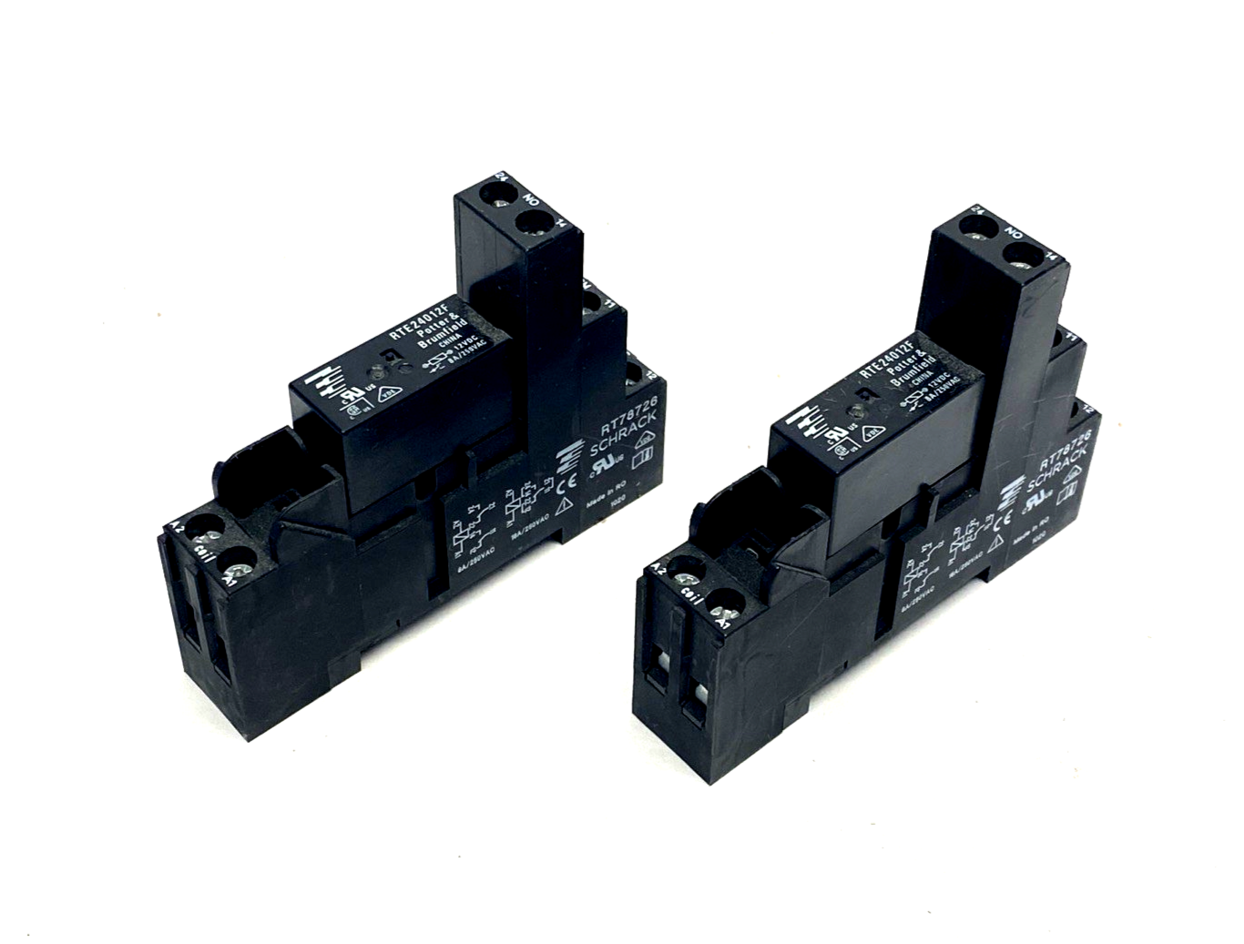 Potter & Brumfield RTE24012F Relay DPDT 8A 12V, RT78726 Socket/Base, LOT OF 2 - Maverick Industrial Sales