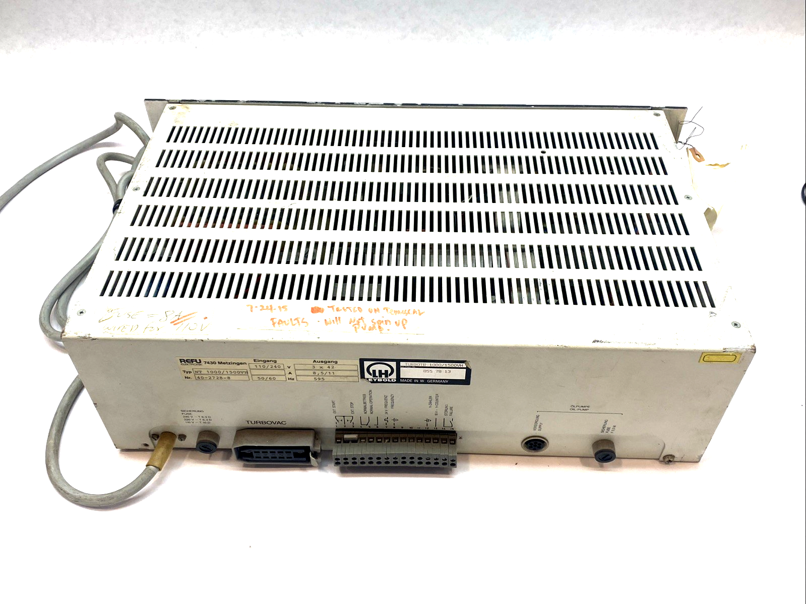 NT 1000/1500 | Leybold Turbotronik Turbo Pump Controller / Frequency Converter - For parts or not working - Maverick Industrial Sales