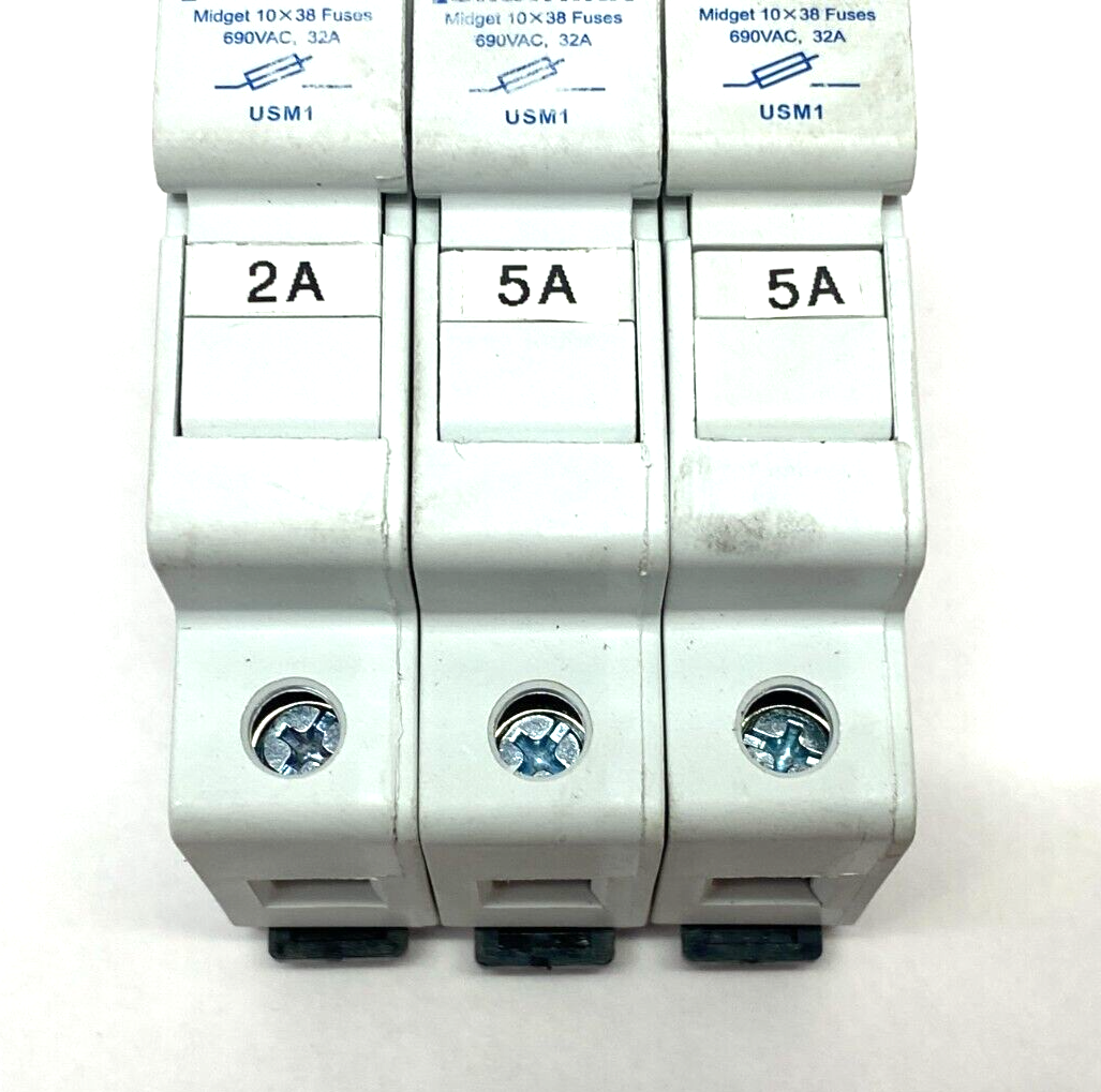 USM1 Y213944 | Ferraz Shawmut Y213944 UltraSafe Midget Fuse Holder 1-Pole 800V 30A LOT OF 3 - Used - Maverick Industrial Sales