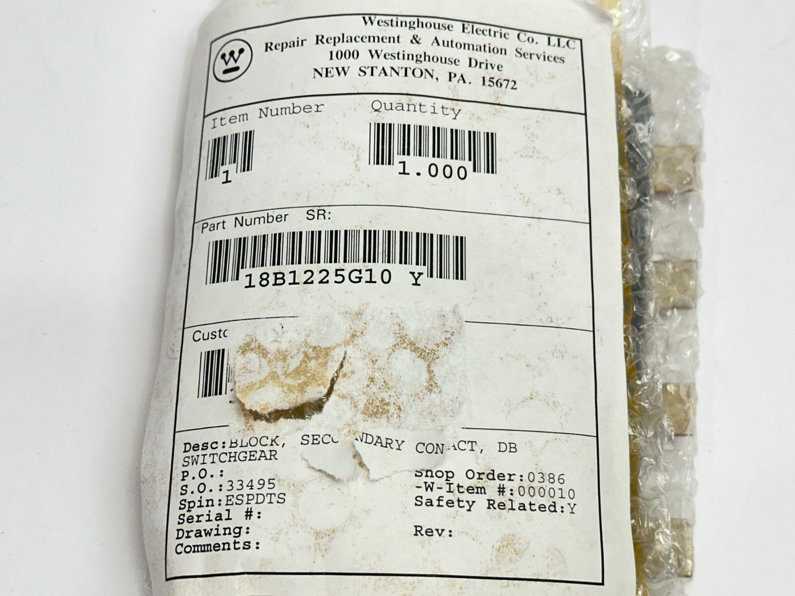 Westinghouse 18B1225G10 Secondary Contact Block - Maverick Industrial Sales