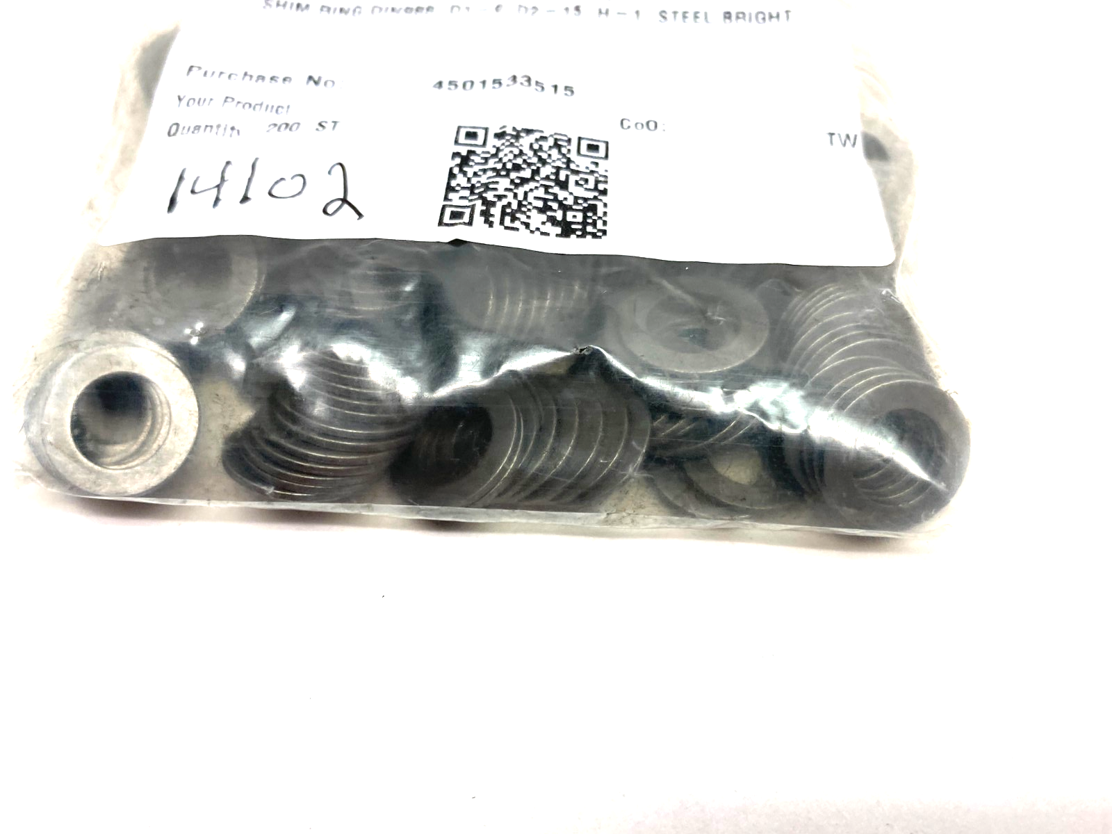 07522-0915100 | Norelem Shim Ring DIN988, D1=9, D2=15, H=1, PKG OF 200 - New - Maverick Industrial Sales