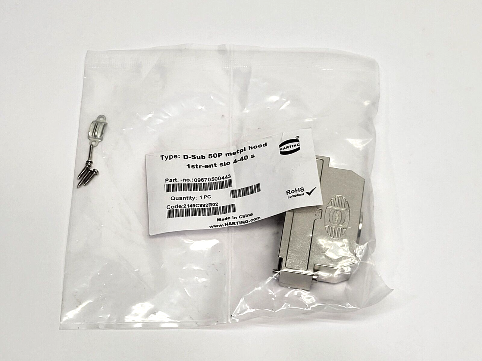 Harting 09670500443 Metal Hood Backshell D-Sub 50P - Maverick Industrial Sales