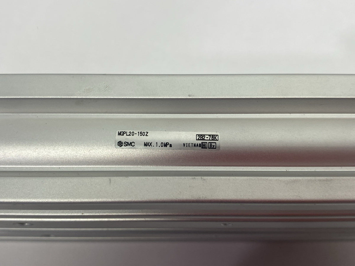 MGPL20-150Z | SMC Compact Slide Bearing Guided Cylinder 150mm Stroke 20mm Bore - Used - Maverick Industrial Sales